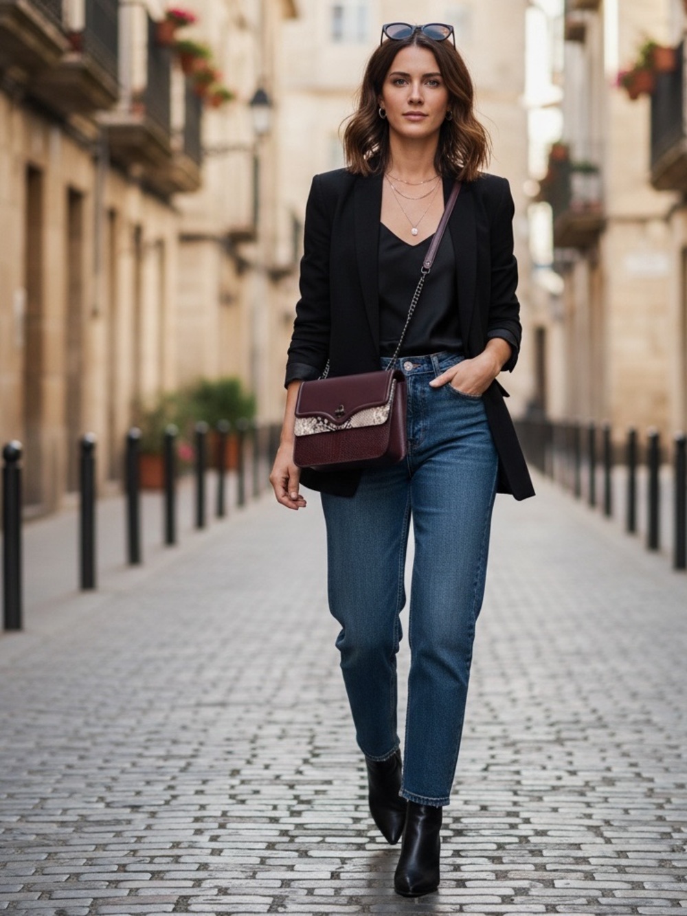 Rebecca Minkoff Phoebr Plunge Burgundy Crossbody with Snake-Print Flap